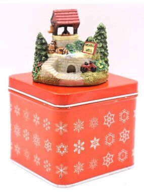 Liberty Falls Wishing Well Miniature Village Scene Collectible Tin Storage Box